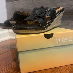 Women’s boc brand  black wedge sandals. They are in like new condition size 8